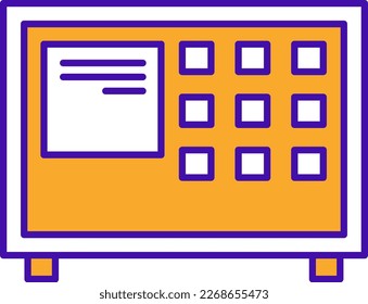 Locker Technologie Symbol mit orangefarbenem violettem Rahmenstil. Konzept, digital, Daten, abstrakt, Netzwerk, Internet, Technik. Vektorgrafik