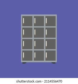 Lockers Cartoon Flat Vector Illustration