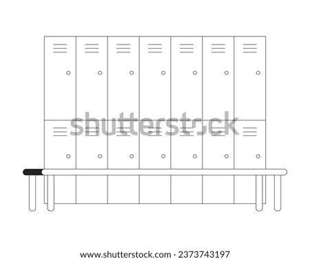 Lockers in changing room monochrome flat vector object. Editable black and white thin line icon. Simple cartoon clip art spot illustration for web graphic design