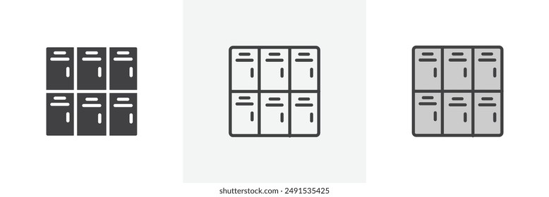 Lockers colored icon set. Eps 10