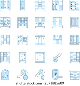Lockers Duotone Vector Icons Pack