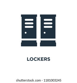 Lockers icon. Black filled vector illustration. Lockers symbol on white background. Can be used in web and mobile.