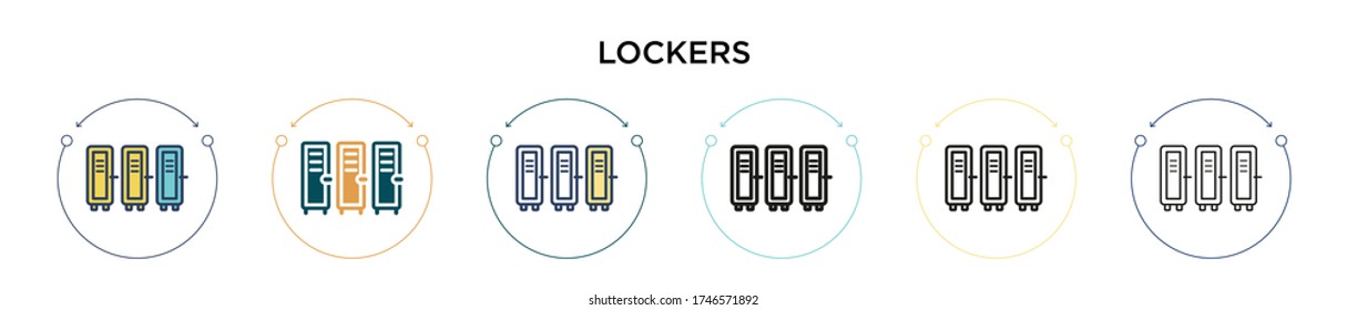 Symbol für Blocker in voller, dünner Linie, Umriss und Strichstil. Vector Illustration von zwei farbigen und schwarzen Schließfächern Vektor-Symbole können für mobile, ui, web-Anwendungen verwendet werden