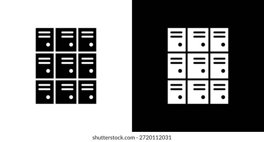 Icono de armarios ilustraciones gráficas planas simples. Vector de silueta blanco y negro