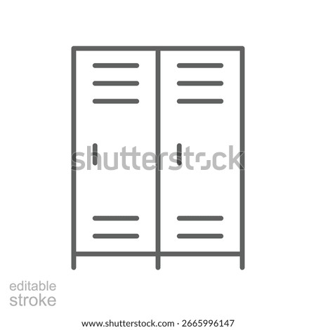 Lockers icon. Simple outline style. Locker, room, storage, office, changing, school, personal, luggage, safe, box, private, gym concept. Thin line symbol. Vector isolated design editable stroke