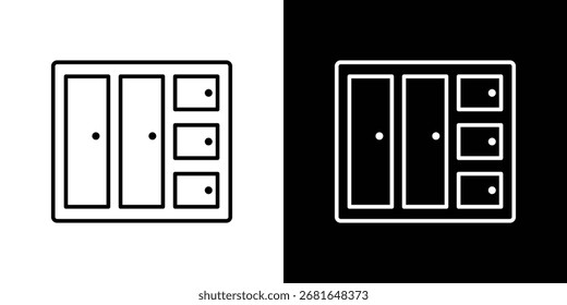 Icono de armarios simple pictograma de Vector. concepto de icono en blanco y negro