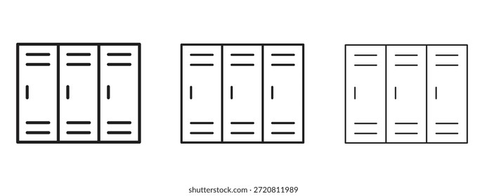 Icono de armarios símbolo de línea delgada sobre fondo blanco, Ilustración vectorial de trazo editable