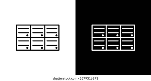 Lockers icon vector symbols pack in black and white lines