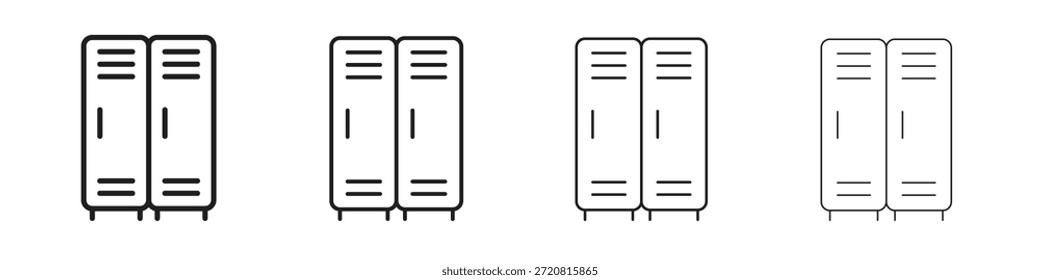 Iconos de armarios delinean el diseño de Vector negro. Línea con trazo editable.
