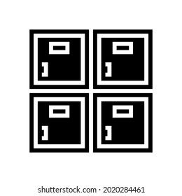 lockers kindergarten glyph icon vector. lockers kindergarten sign. isolated contour symbol black illustration