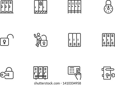 Lockers line icon set. Gym, school, key, safe. Lock concept. Can be used for topics like safety, security, privacy