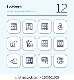 Lockers line icon set. Gym, school, key, safe. Lock concept. Can be used for topics like safety, security, privacy