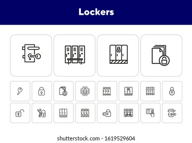 Lockers line icon set. Gym, school, key, safe. Lock concept. Can be used for topics like safety, security, privacy