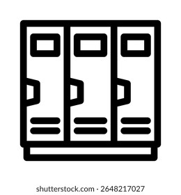 Lockers line icon. Simple vector symbol used for school, travel, or education themes. Clean linear design, Thin stroke design, isolated on white.