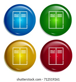Lockers multi color gradient glossy badge icon set. Realistic shiny badge icon or logo mockup
