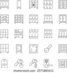 Lockers Outline Vector Icons Pack