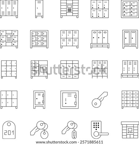 Lockers Outline Vector Icons Pack