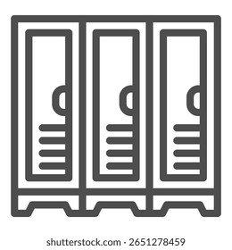 Lockers for players team line icon, baseball game concept. Vector graphics. Changing room lockers, sport training sign on white background, outline style icon for mobile or web design