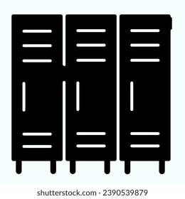 Lockers solid icon. Three little lock doors of cloakroom vector illustration isolated on white. Dressing room glyph style design, designed for web and app. Eps 10