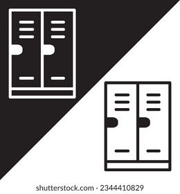 Lockers Vector Icon, Lineal style, isolated on Black and white Background.