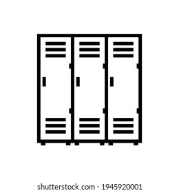 Lockers vector icon in linear, outline icon. Lockers solid icon. Three little lock doors of cloakroom vector illustration isolated on white. Dressing room glyph style design, designed for web and app.