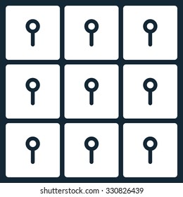 Lockers vector icon. Style is flat white symbol, rounded angles, dark blue background.