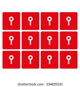 Lockers vector icon. Style is flat red symbol, rounded angles, white background.