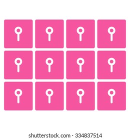 Lockers vector icon. Style is flat pink symbol, rounded angles, white background.