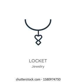 Locket icon. Thin linear locket outline icon isolated on white background from jewelry collection. Line vector sign, symbol for web and mobile