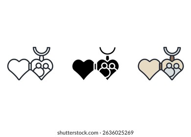 locket icons isolated on White Background. Flat style design