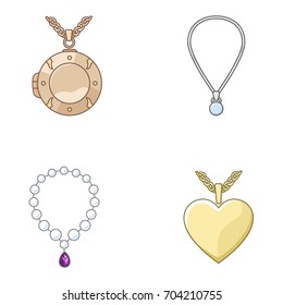 Lockets and necklaces vector icons