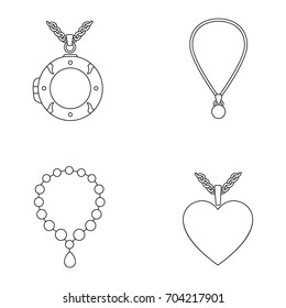 Lockets and necklaces vector icons