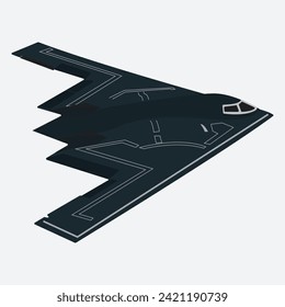 Lockheed F-117 NightHawk Stealth Bomber Banking to Right Side Vector Drawing