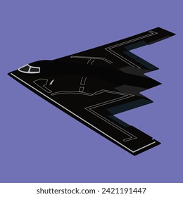 Lockheed F-117 NightHawk Stealth Bomber Banking to Right Side Vector Drawing