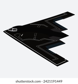 Lockheed F-117 NightHawk Stealth Bomber Banking to Right Side Vector Drawing