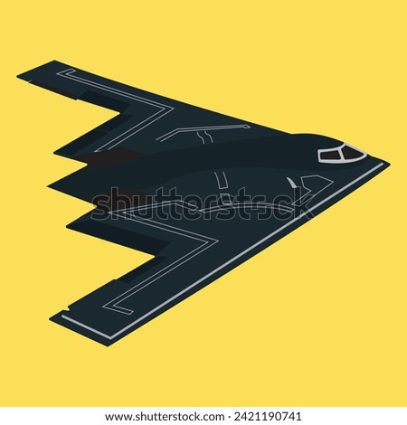 Lockheed F-117 NightHawk Stealth Bomber Banking to Right Side Vector Drawing