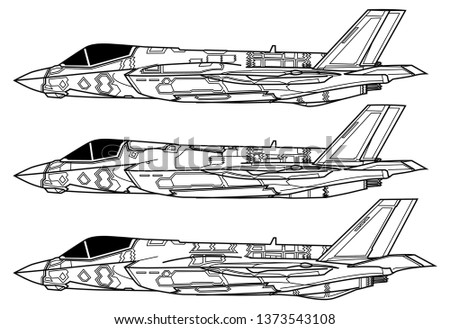 Lockheed Martin F-35 Lightning II. Outline vector drawing