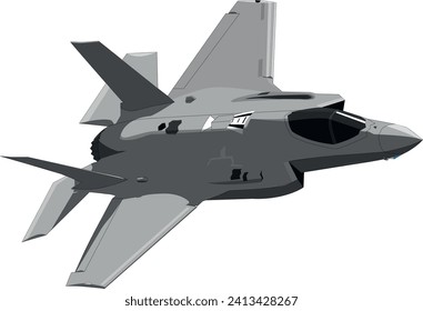 Lockheed Martin F-35A Lightning II Military Stealth Fighter Jet Vector Drawing