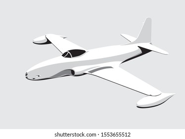 Lockheed P-80 Shooting Star. Jet airplane in the sky. vector image for illustration. Vector template.