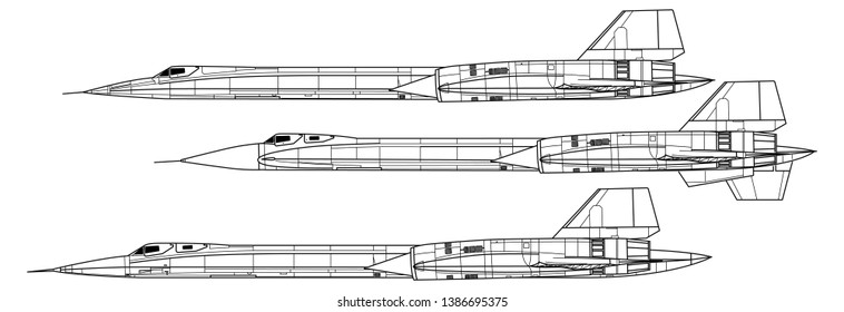 Lockheed SR-71 Blackbird. Outline Vector Drawing