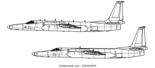 Lockheed TR-1 DRAGON LADY. Outline vector drawing