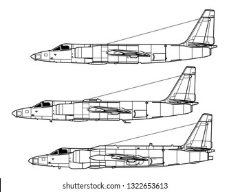 Lockheed U-2. Outline Vector Drawing