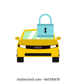 Locking car doors icon in flat style isolated on white background