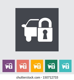Locking car doors. Single flat icon. Vector illustration.