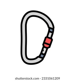 bloqueo de carabiner montañismo adventure color vector. bloqueo del carabiner montañeering - signo de aventura. ilustración de símbolo aislado