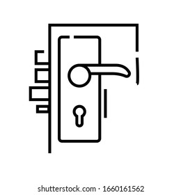 Locking doors line icon, concept sign, outline vector illustration, linear symbol.