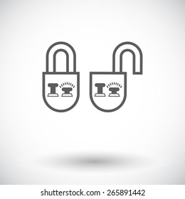 Locking doors. Single flat icon on white background. Vector illustration.