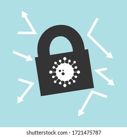 Locking Down to Prevent Corona Virus or Covid-19 Not to Spread weite Vektorgrafik