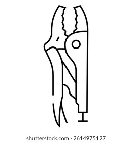 locking pliers line icon vector. locking pliers sign. isolated contour symbol black illustration