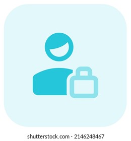 locking the profile of a single user isolated on a white background